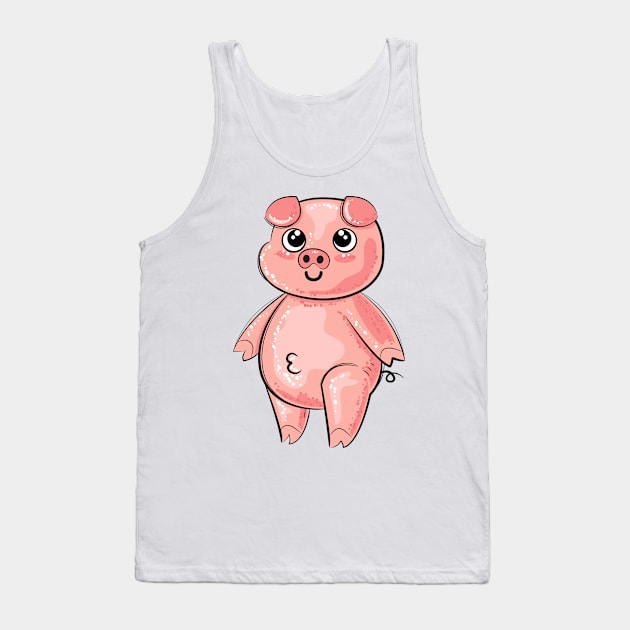 Cute Pig Art Tank Top by lunamoonart